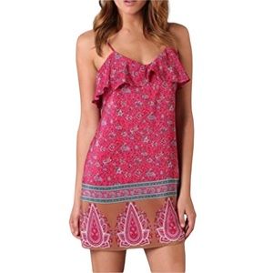 Tibi Ruffled Floral Paisley Silk Slip Dress Sz 6